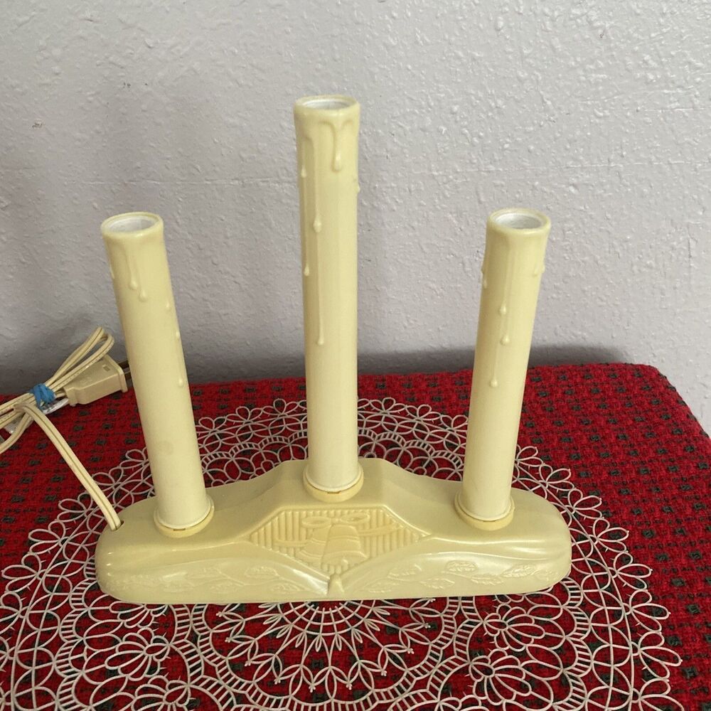 Vintage 3 Light Tiered Electric Christmas Window Candle Candelabra Dripping Wax